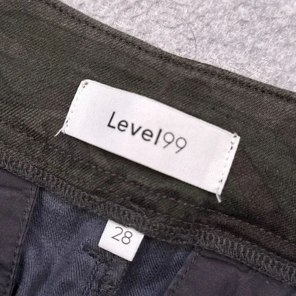 Level 99 Bette Seamed Trouser Size 28 Midnight Camo Belted High Rise Linen Blend - Picture 3 of 11